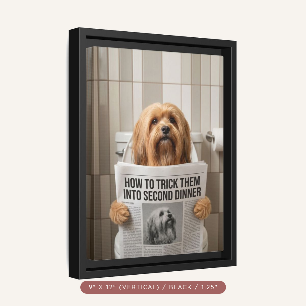 Custom Pet Portrait on Matte Canvas, Framed — The Bathroom Reader — view 7