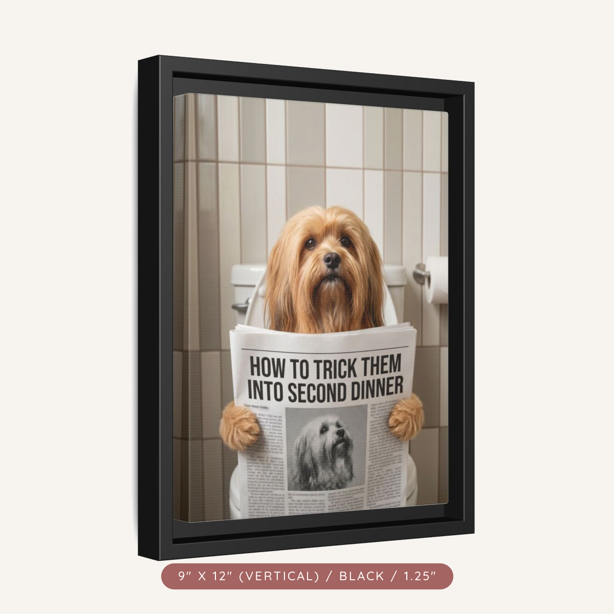 Custom Pet Portrait on Matte Canvas, Framed — The Bathroom Reader — view 7