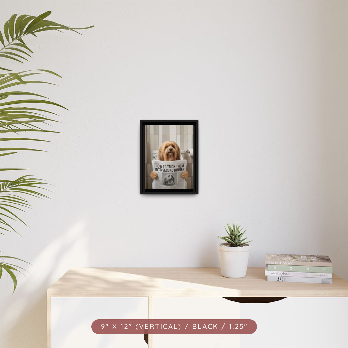 Custom Pet Portrait on Matte Canvas, Framed — The Bathroom Reader — view 11