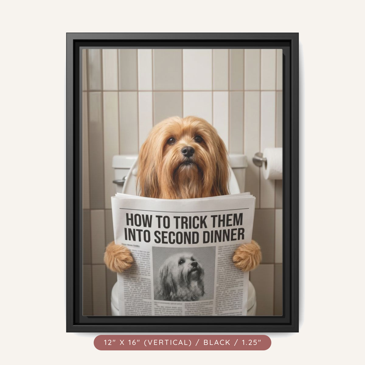 Custom Pet Portrait on Matte Canvas, Framed — The Bathroom Reader — view 19