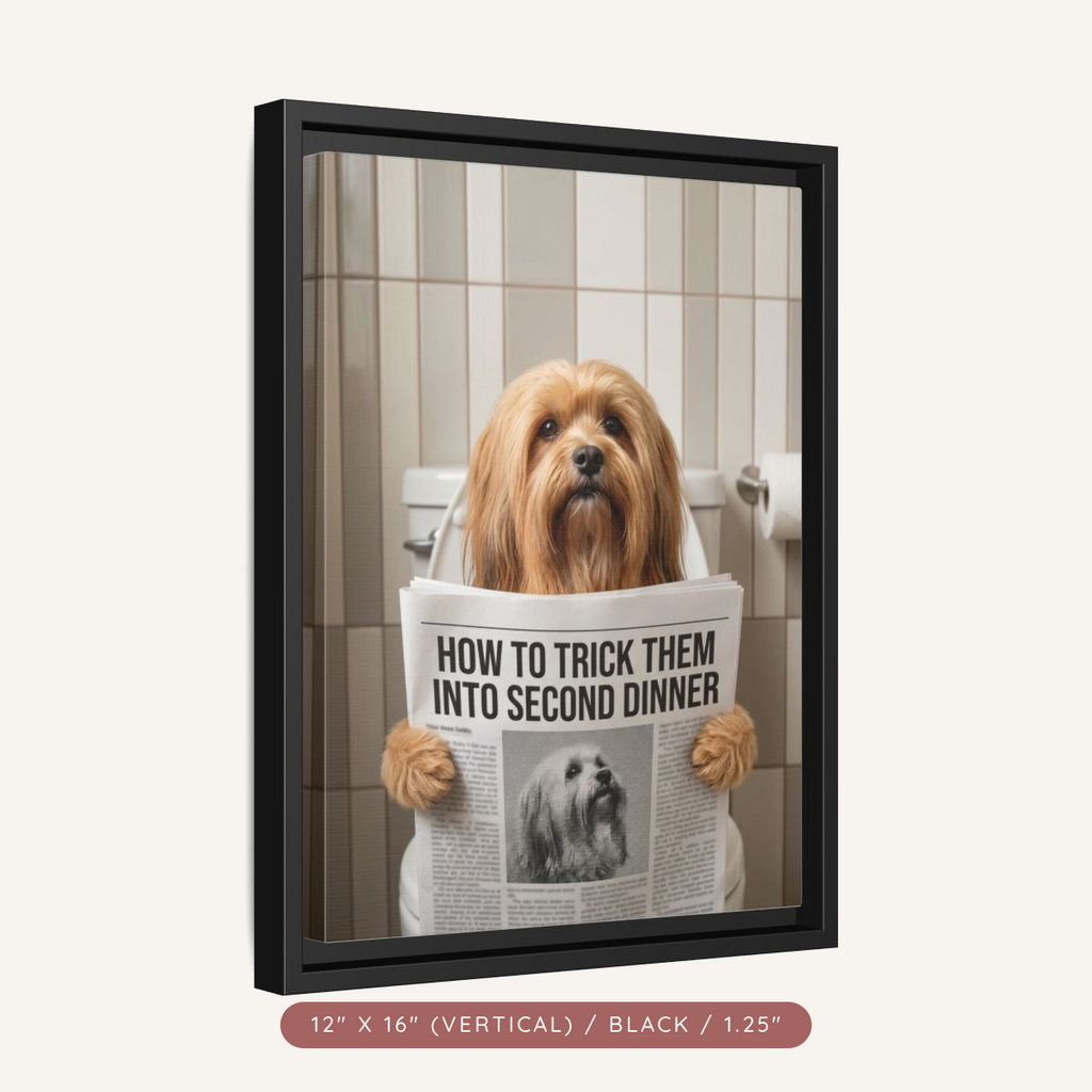 Custom Pet Portrait on Matte Canvas, Framed — The Bathroom Reader — view 23