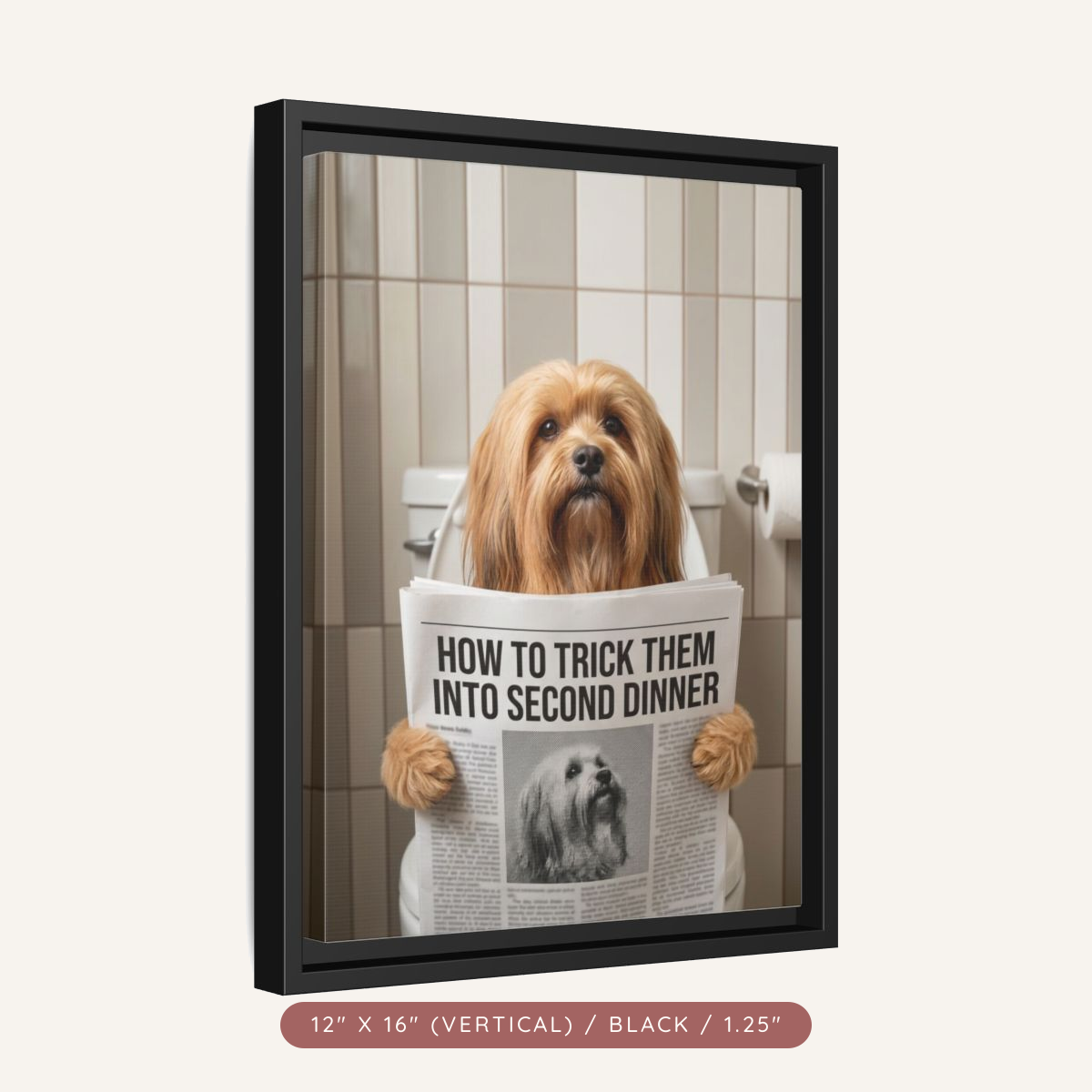 Custom Pet Portrait on Matte Canvas, Framed — The Bathroom Reader — view 23