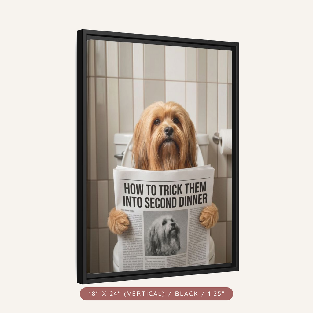 Custom Pet Portrait on Matte Canvas, Framed — The Bathroom Reader — view 40