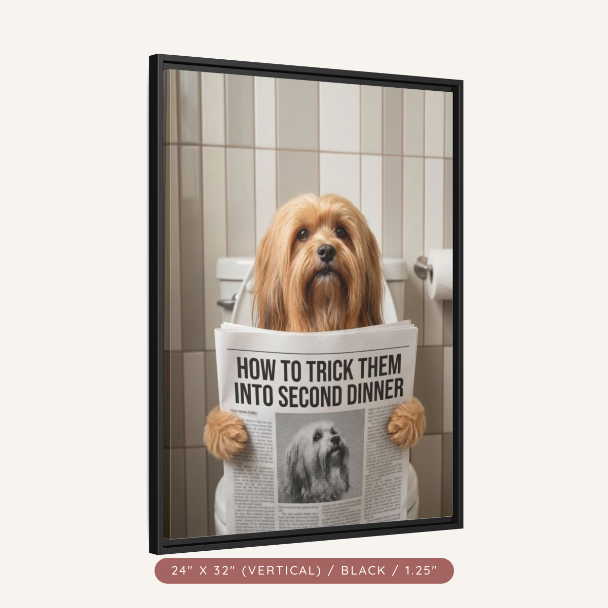 Custom Pet Portrait on Matte Canvas, Framed — The Bathroom Reader — view 57
