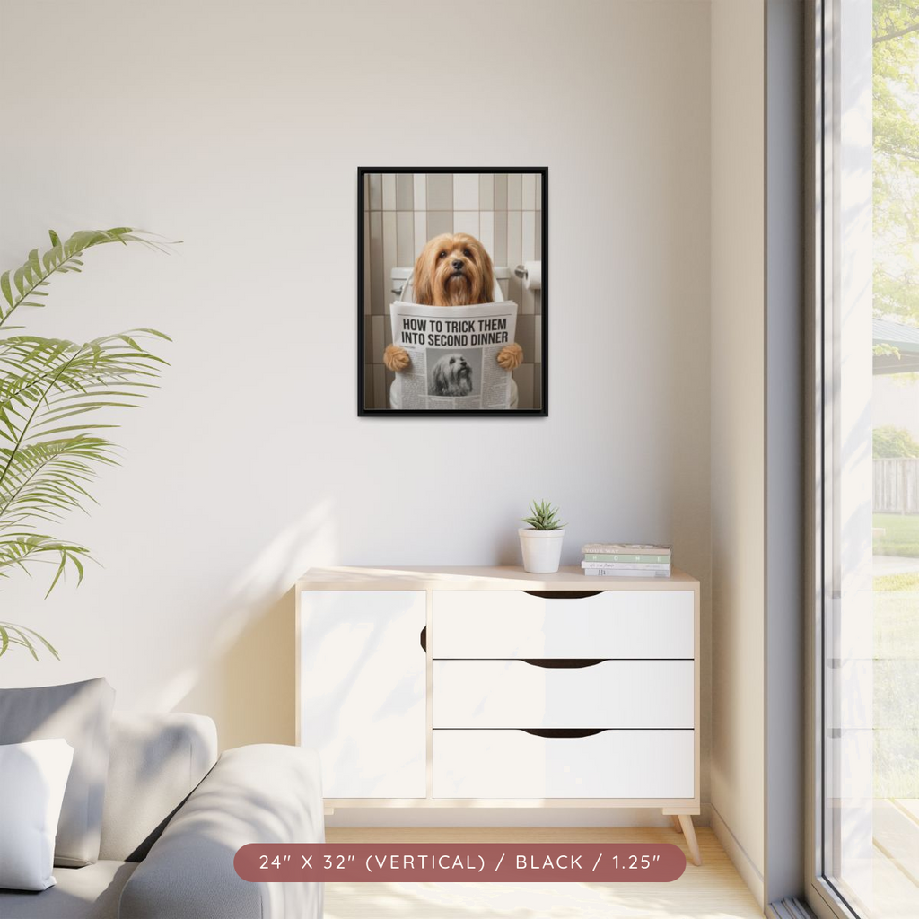 Custom Pet Portrait on Matte Canvas, Framed — The Bathroom Reader — view 61