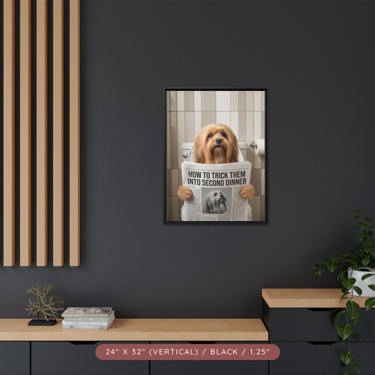 Custom Pet Portrait on Matte Canvas, Framed — The Bathroom Reader — view 65