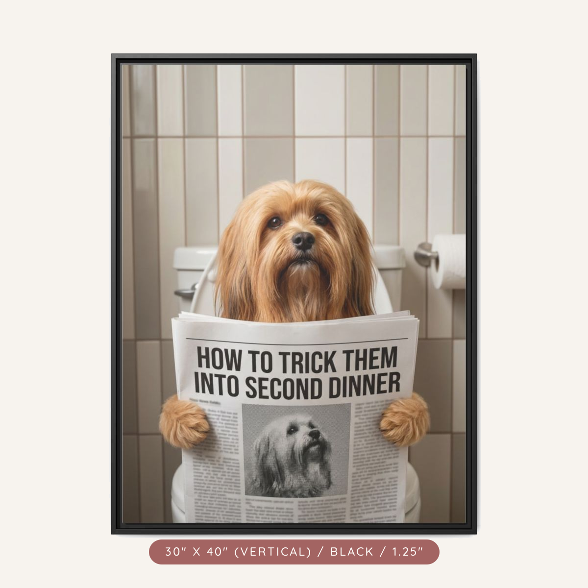 Custom Pet Portrait on Matte Canvas, Framed — The Bathroom Reader — view 69