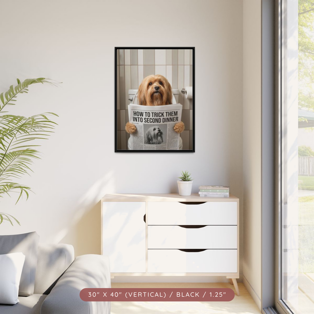 Custom Pet Portrait on Matte Canvas, Framed — The Bathroom Reader — view 77