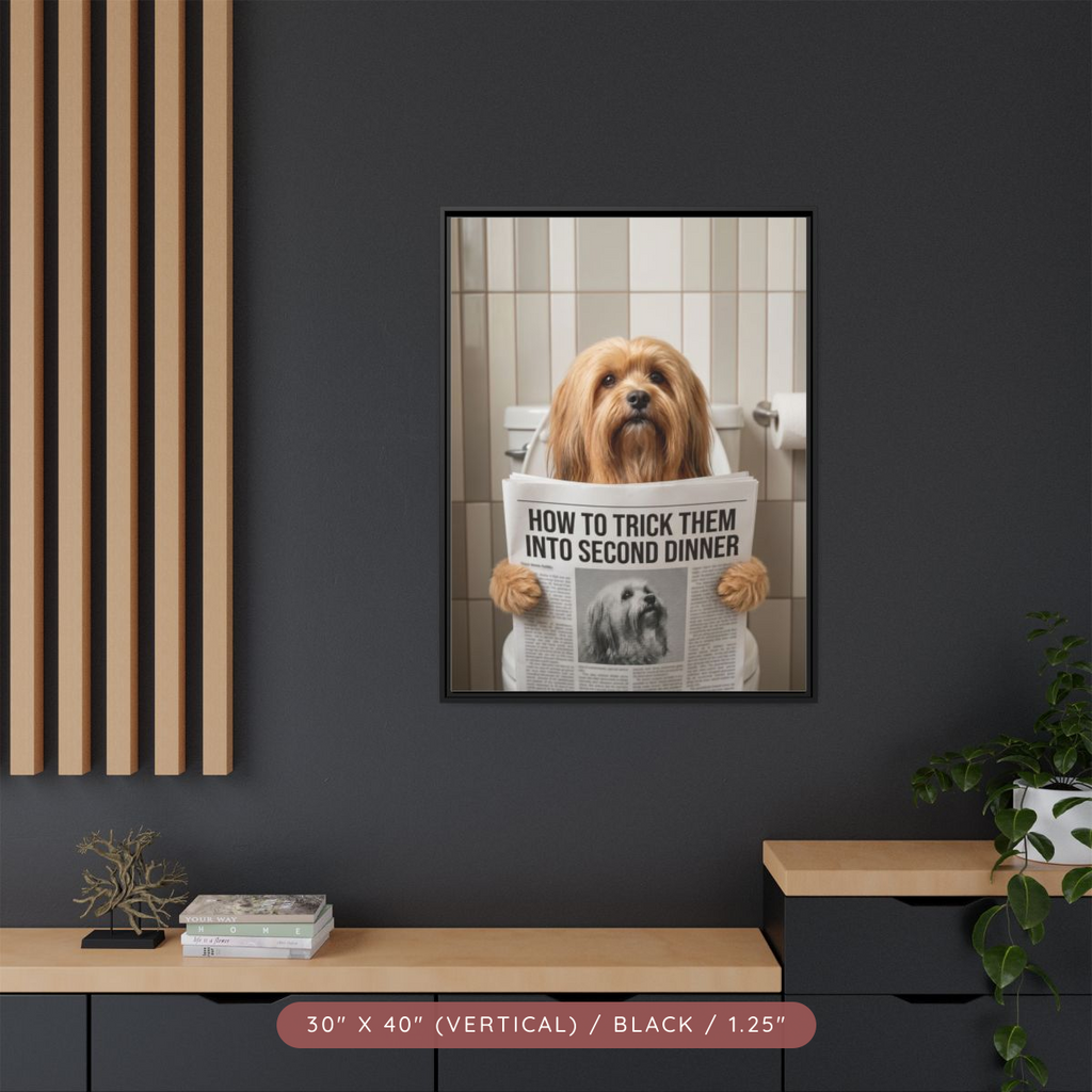 Custom Pet Portrait on Matte Canvas, Framed — The Bathroom Reader — view 81