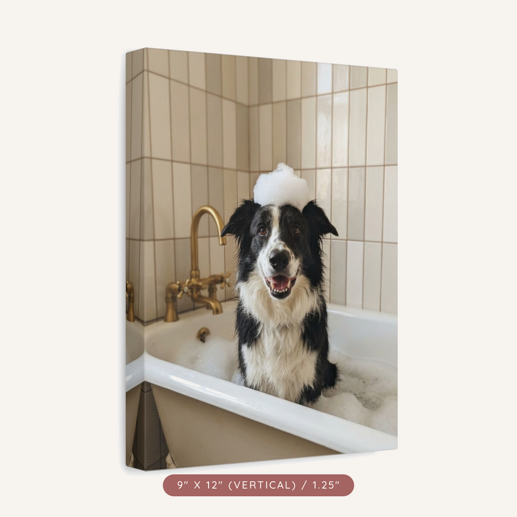 Custom Bath-Time Portrait on Matte Canvas — Bubbles & Joy — view 3