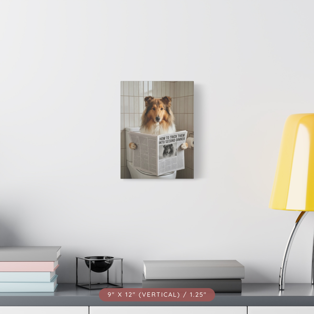 Custom Pet Portrait on Matte Canvas — Bathroom Reading — view 4