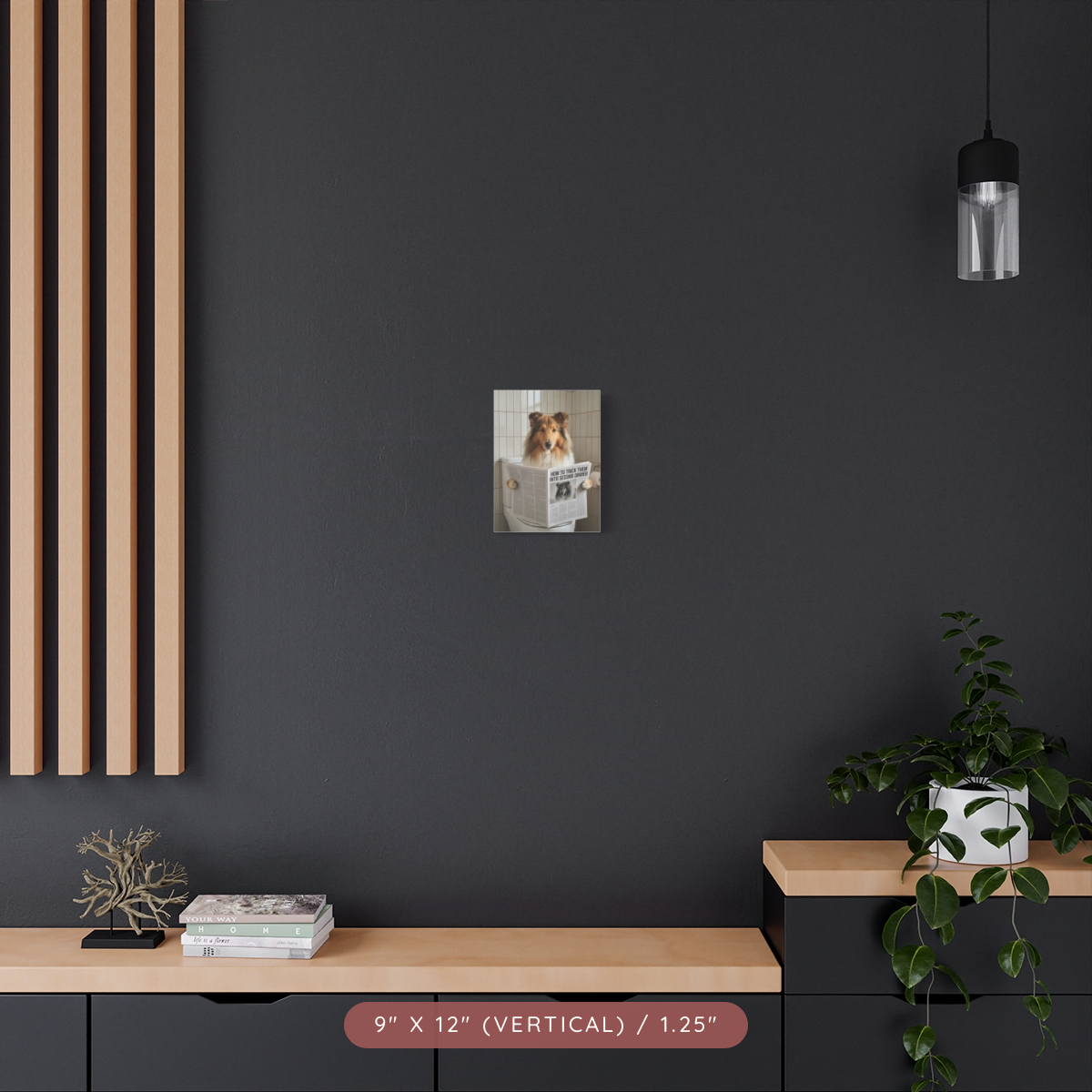 Custom Pet Portrait on Matte Canvas — Bathroom Reading — view 5