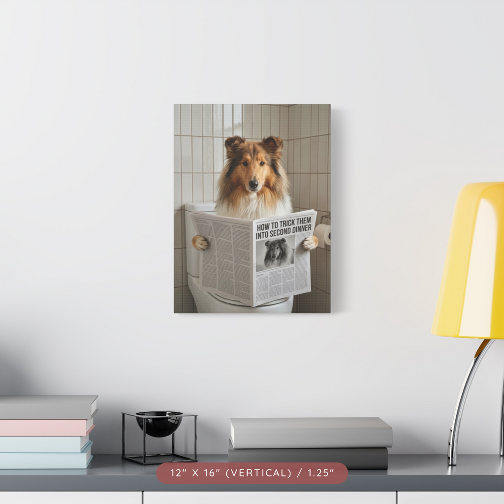 Custom Pet Portrait on Matte Canvas — Bathroom Reading — view 9