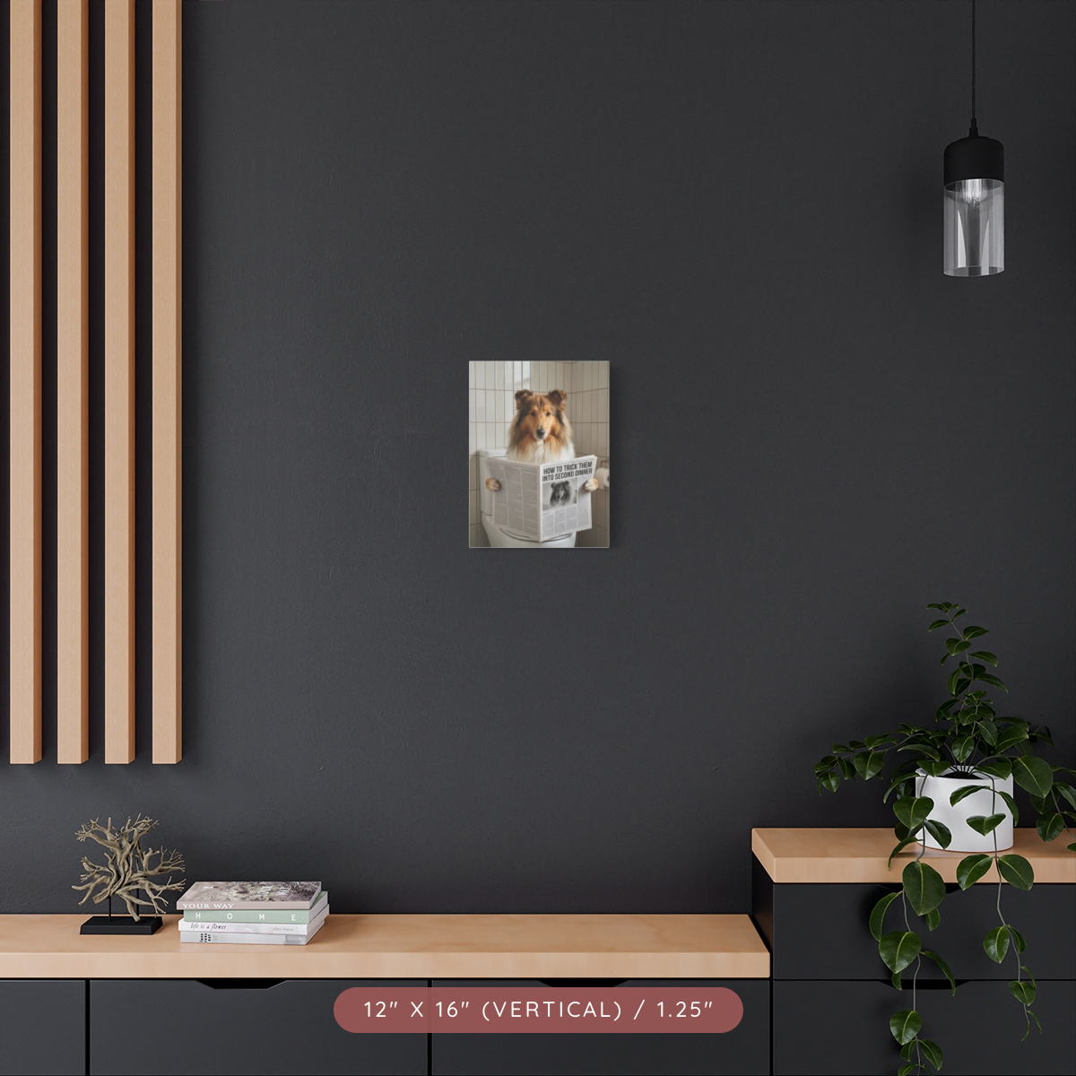 Custom Pet Portrait on Matte Canvas — Bathroom Reading — view 10