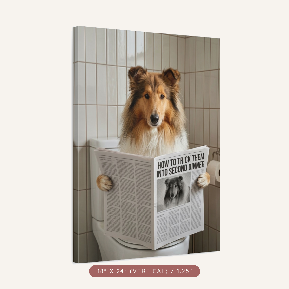 Custom Pet Portrait on Matte Canvas — Bathroom Reading — view 13