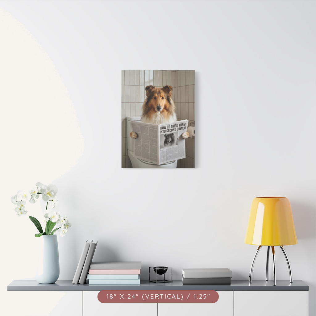 Custom Pet Portrait on Matte Canvas — Bathroom Reading — view 14