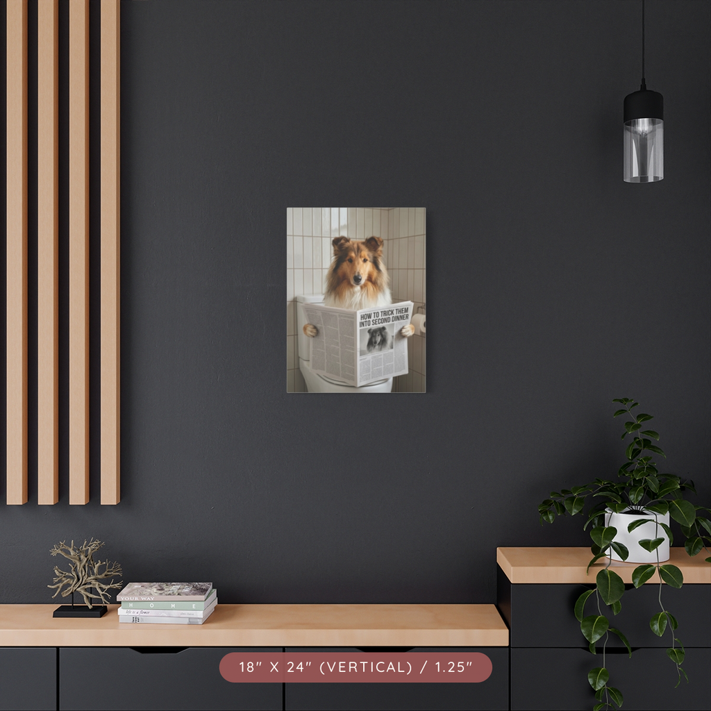 Custom Pet Portrait on Matte Canvas — Bathroom Reading — view 15