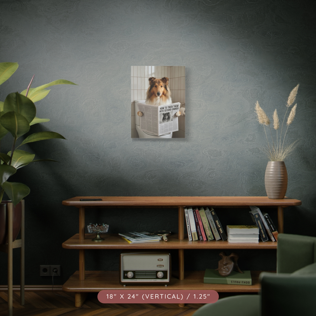 Custom Pet Portrait on Matte Canvas — Bathroom Reading — view 16