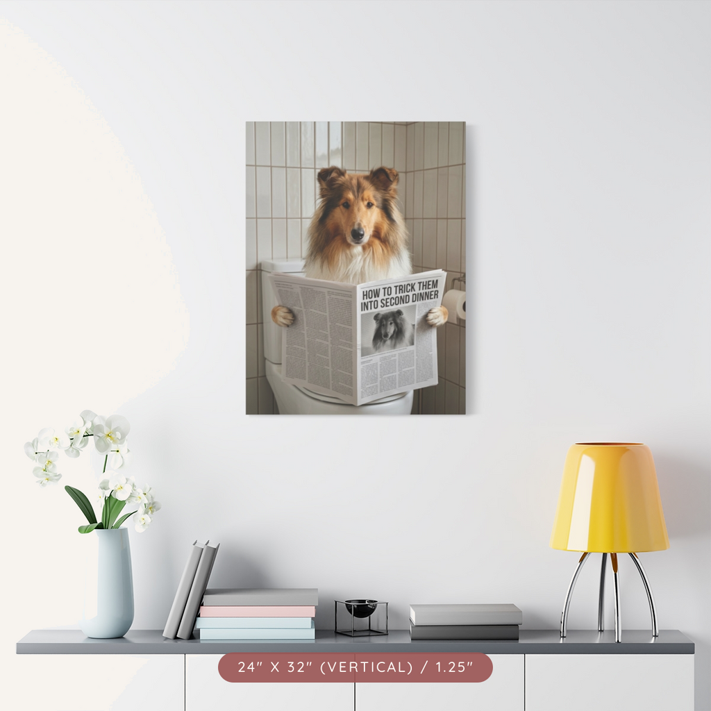 Custom Pet Portrait on Matte Canvas — Bathroom Reading — view 19