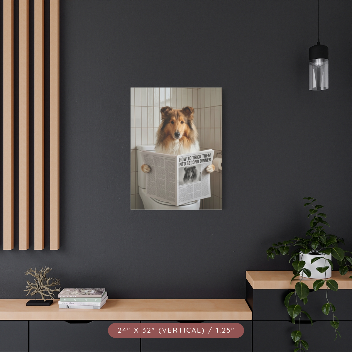 Custom Pet Portrait on Matte Canvas — Bathroom Reading — view 20