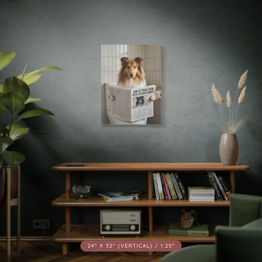Custom Pet Portrait on Matte Canvas — Bathroom Reading — view 21