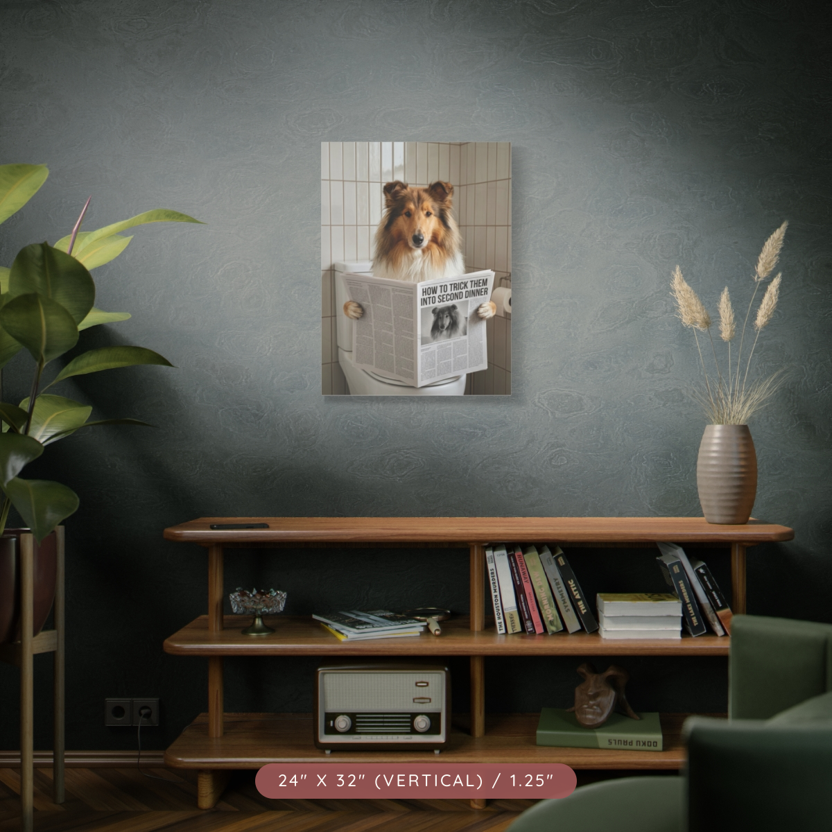Custom Pet Portrait on Matte Canvas — Bathroom Reading — view 21