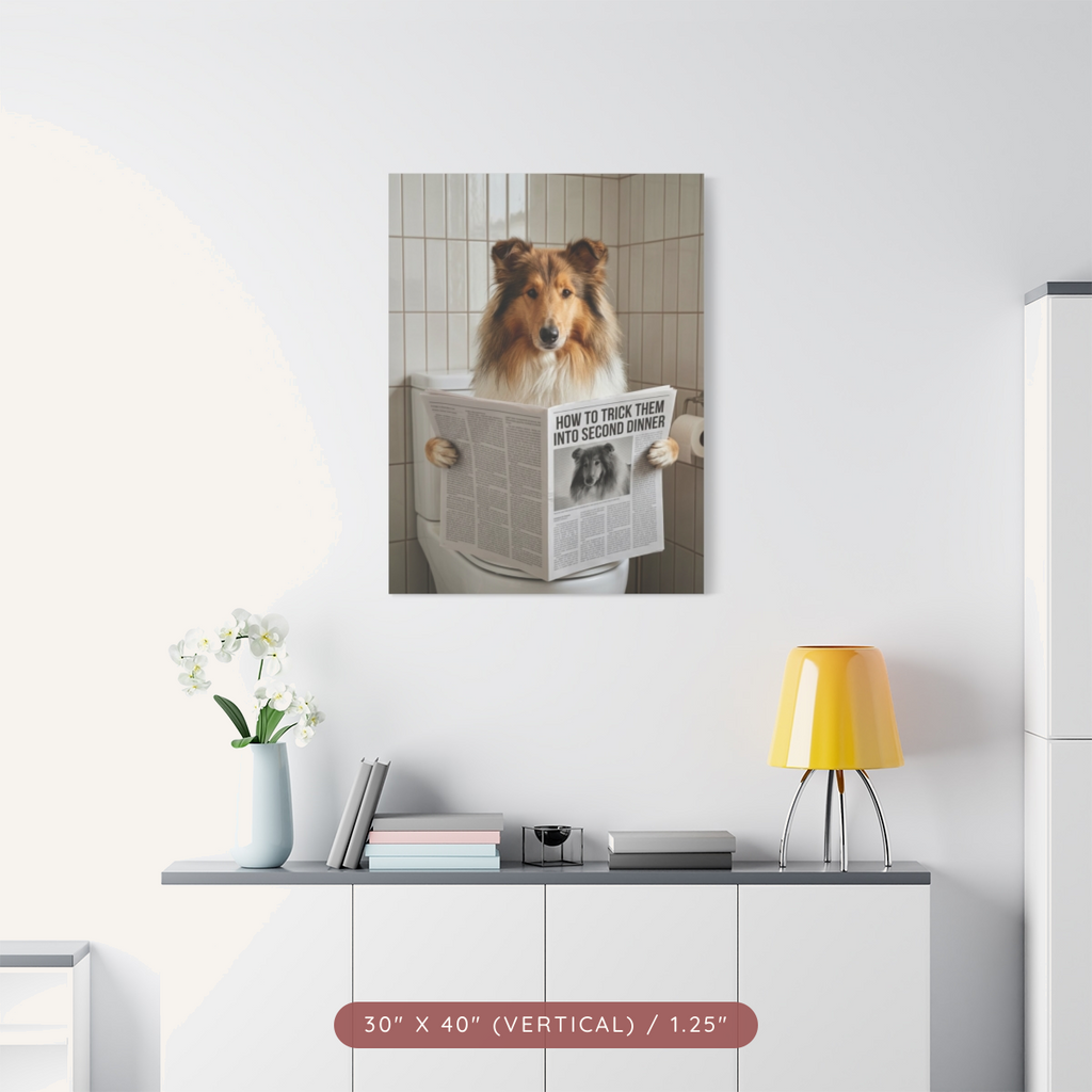 Custom Pet Portrait on Matte Canvas — Bathroom Reading — view 24