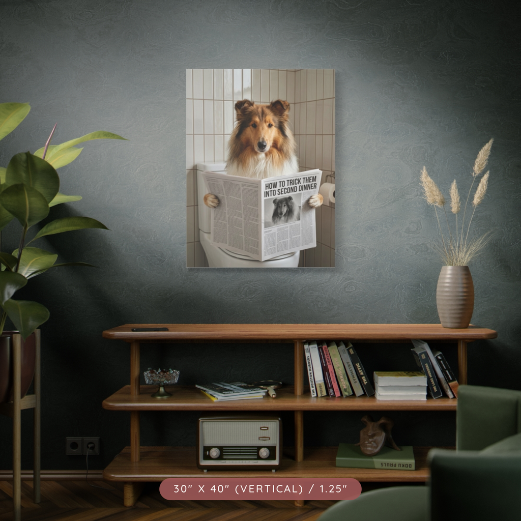 Custom Pet Portrait on Matte Canvas — Bathroom Reading — view 26