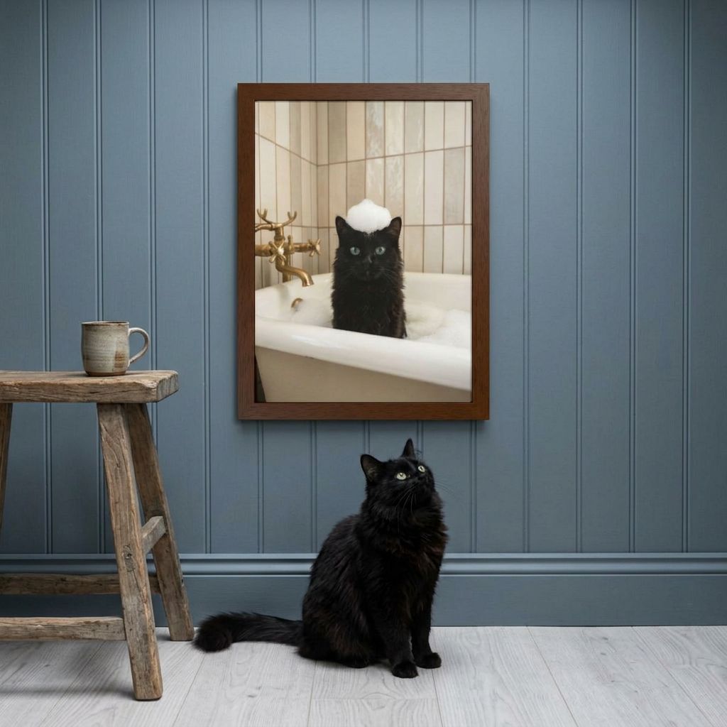Custom Bath-Time Portrait, Framed Poster — Bubbles & Joy
