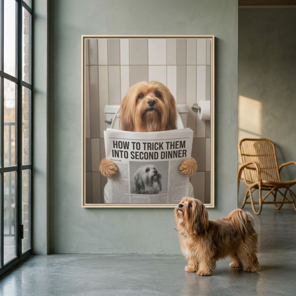 Custom Pet Portrait on Matte Canvas, Framed — The Bathroom Reader
